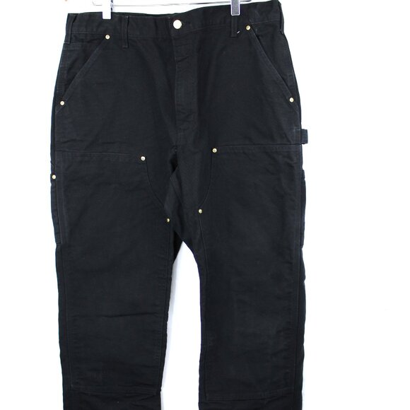 Carhartt B01 Double Knee Pants 36x32 Black Carpenter Duck Loose Fit Utility - Picture 1 of 10